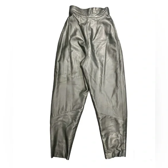High Waist vegan Leather Trousers in Black Sz Small - Picture 5 of 6